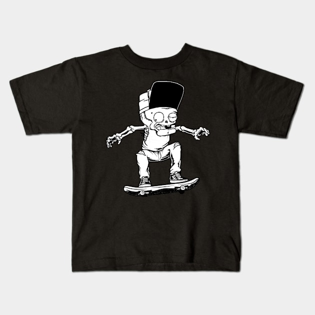 skater - black and white design Kids T-Shirt by antonimus